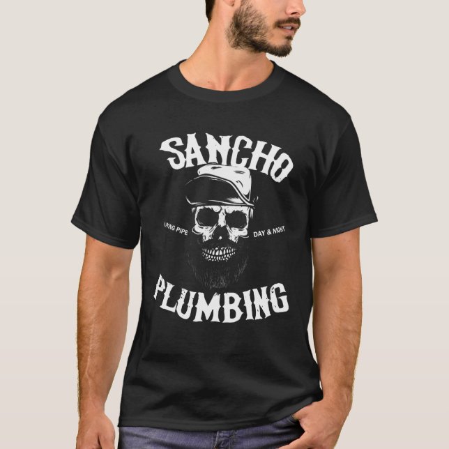 T-shirt Sancho Laying Pipe Jour Et Nuit Plumer Crâne (Devant)
