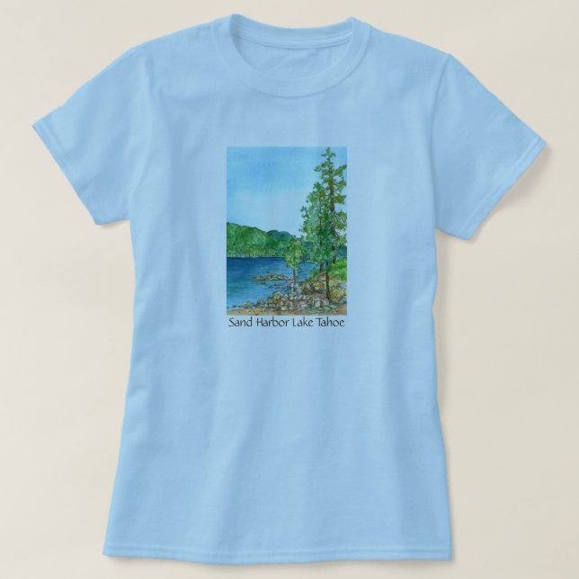 T-shirt Sand Harbour Lake Tahoe Watercolor Art (Design devant)