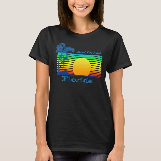 T-shirt Sand Key Park Floride Retro Tropical Beach Sunset (Devant)