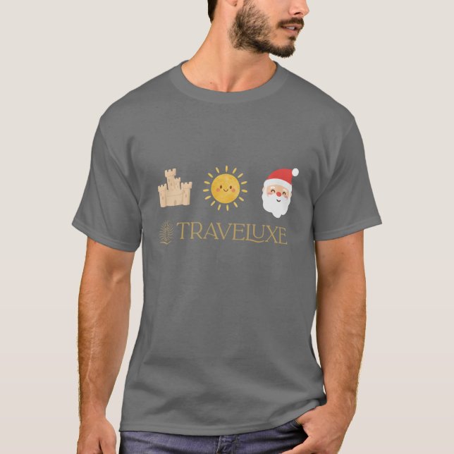 T-shirt Sand, Sun & Santa – Traveluxe (Devant)