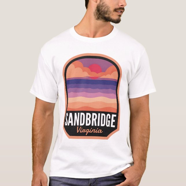 T-shirt Sandbridge Beach VA Retro Sunset (Devant)