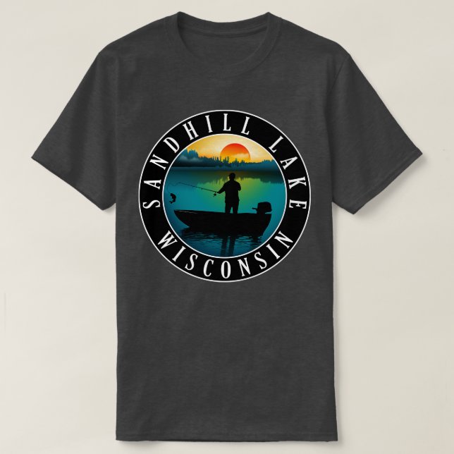 T-shirt Sandhill Lake Wisconsin Pêche (Design devant)