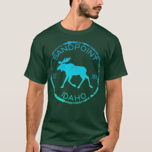 T-shirt Sandpoint Idaho Weathered Moose Lover Design Souve