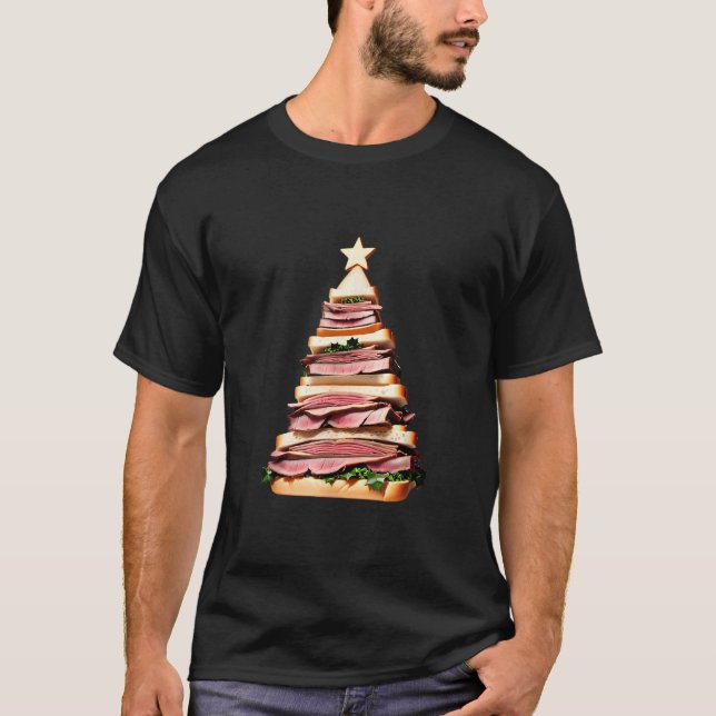 T-shirt Sandwich au boeuf rôti arbre de Noël (Devant)