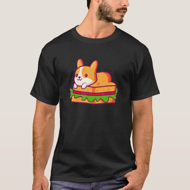 T-shirt Sandwich au chien mignon Corgi (Devant)