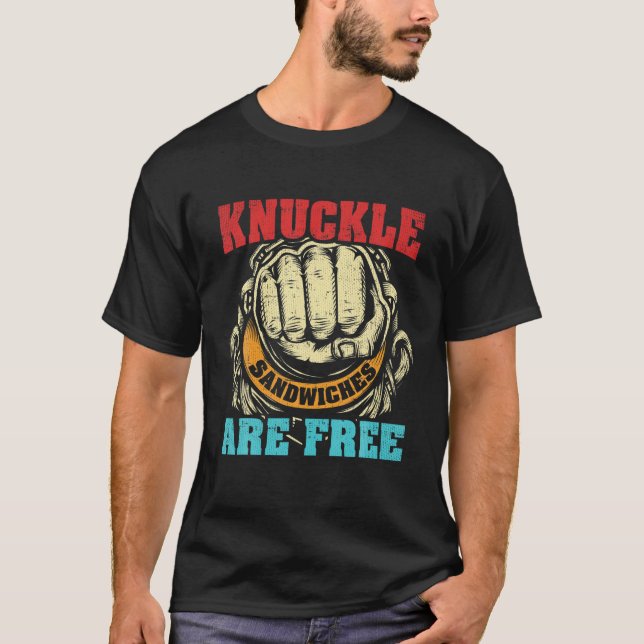 T-shirt Sandwich Knuckle T Chemise Funny Fight Talk Teft (Devant)