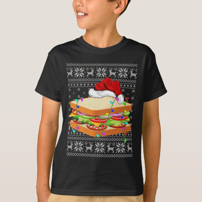 T-shirt Sandwich Nourriture Lover Xmas Éclairage Sandwich  (Devant)