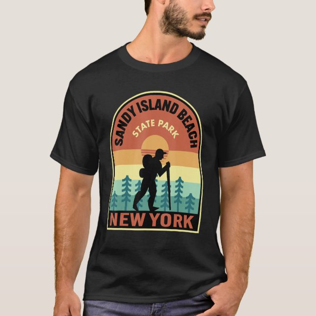 T-shirt Sandy Island Beach State Park New York Retro Hikin (Devant)