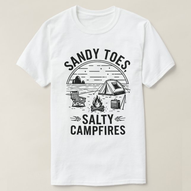 T-shirt Sandy Toes Salty Campfires Conception du camping (Design devant)