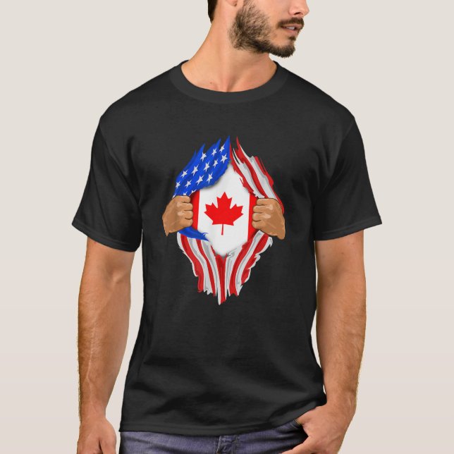 T-shirt Sang Canadien En Moi Cadeau Drapeau Canada  (Devant)