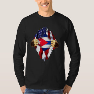 T-shirt Sang cubain en moi Cuba Drapeau américain