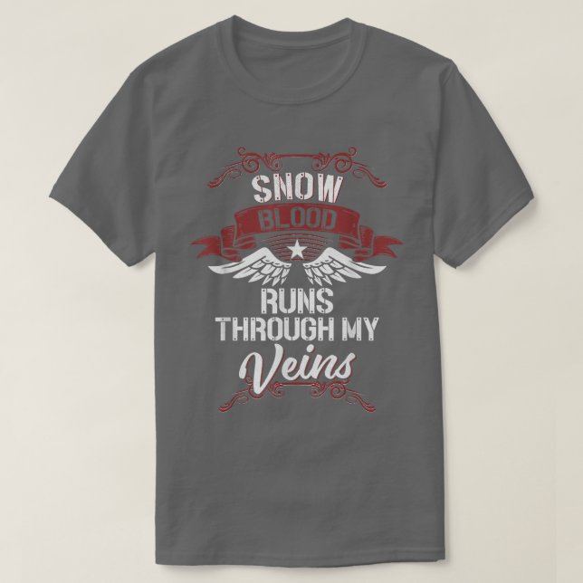 T-shirt Sang De Neige Traverse Mes Veines Nom Famille (Design devant)