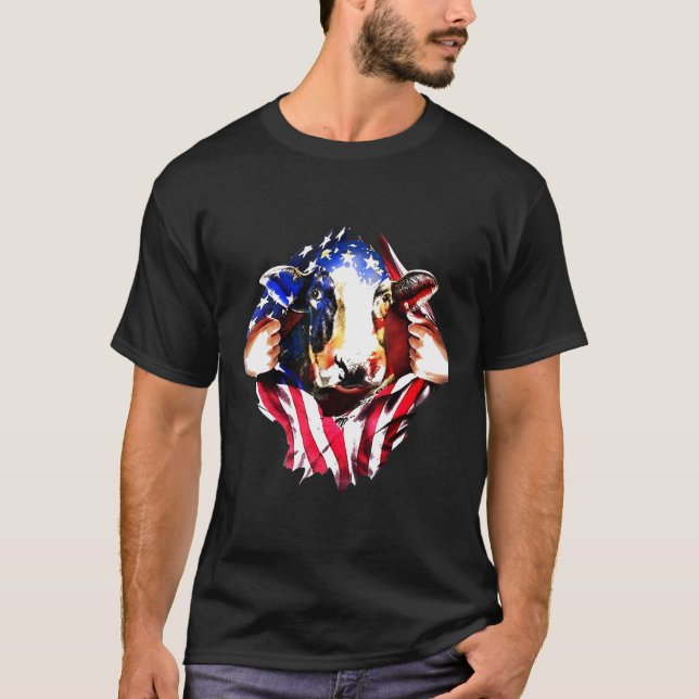 T-shirt Sang de vache en moi Drapeau Usa (Devant)