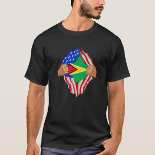 T-shirt Sang Guyanais en moi Guyana Drapeau cadeau
