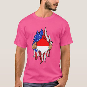 T-shirt Sang Indonésien En Moi Fier Drapeau Indonésie