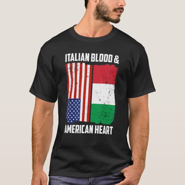 T-shirt Sang italien et Coeur américain Racines italiennes (Devant)