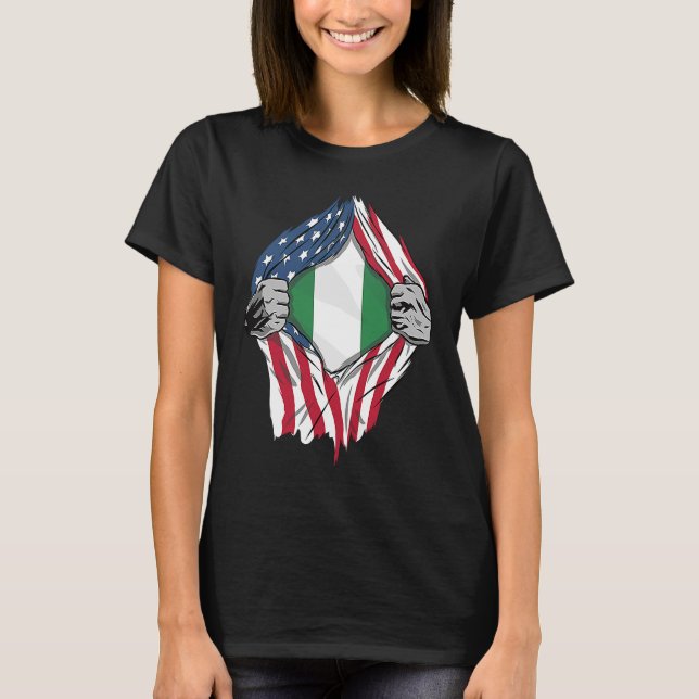 T-shirt Sang nigérian en moi drapeau du Nigeria (Devant)