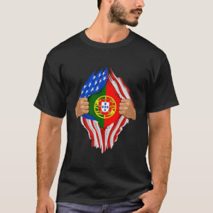 T-shirt Sang portugais en moi Portugal Drapeau cadeau