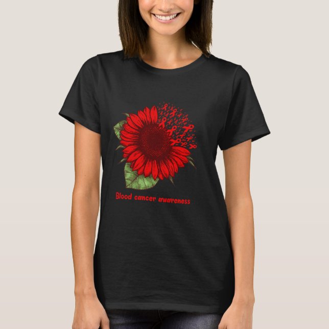 T-shirt sang rouge cancer conscience tournesol cadeau guer (Devant)