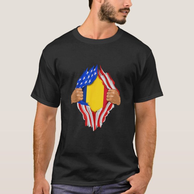 T-Shirt Sang Roumain en Moi Drapeau Roumain (Devant)