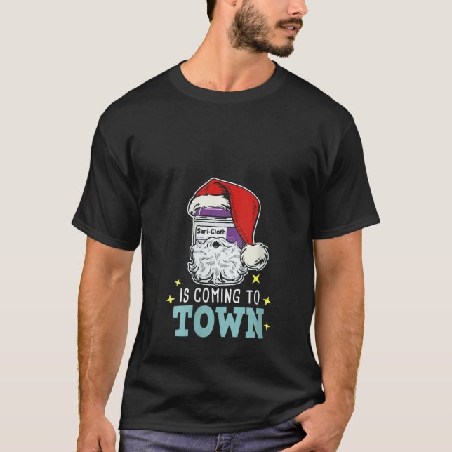 T-shirt Sani Cloth Santa Hat Funny Christmas Nurse RN CNA (Devant)