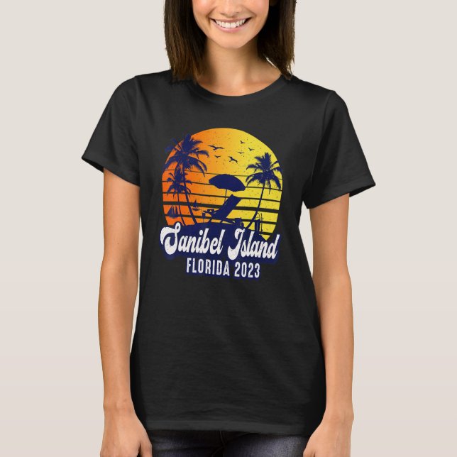 T-shirt Sanibel Island 2023 Florida Sunset Beach Retro (Devant)