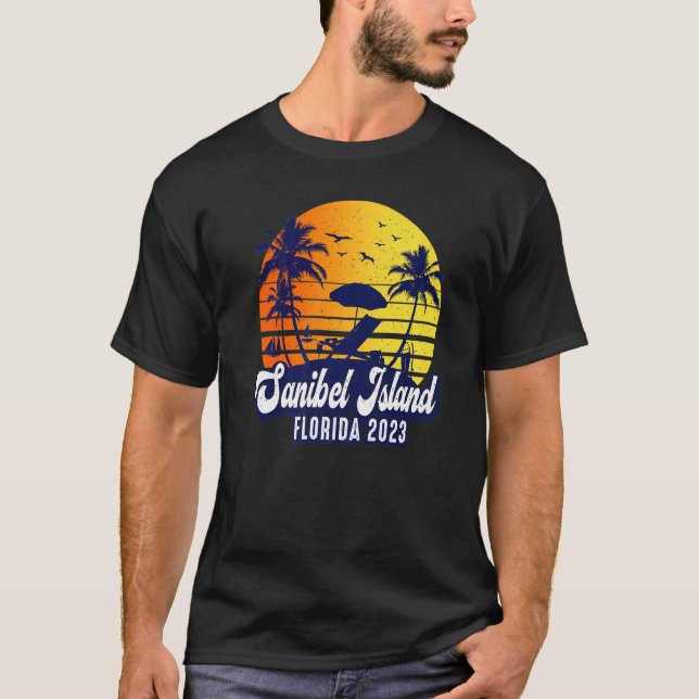 T-shirt Sanibel Island 2023 Florida Sunset Beach Retro Pre (Devant)