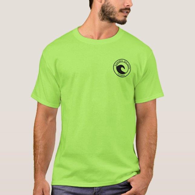 T-shirt Sanibel Island Black Ocean Wave Circle Design (Devant)