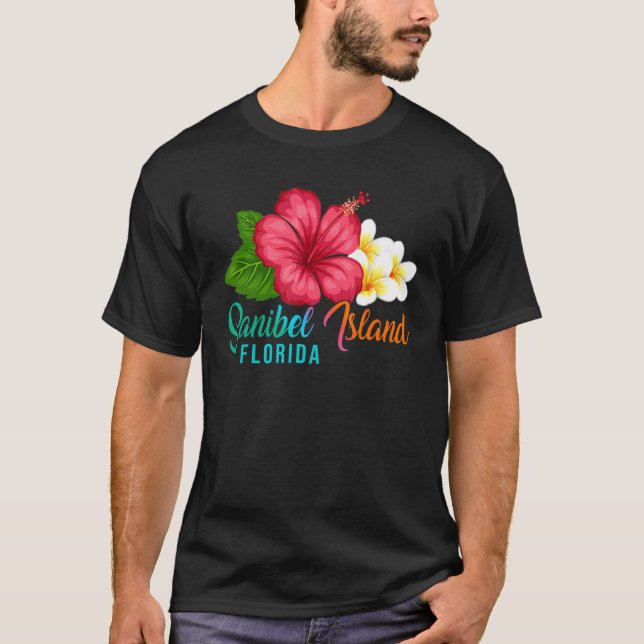 T-shirt Sanibel Island Vacation Florida Tropical Hibiscus  (Devant)