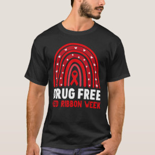 T-shirt Sans Drogue Semaine Rouge Du Ruban Sensibilisation