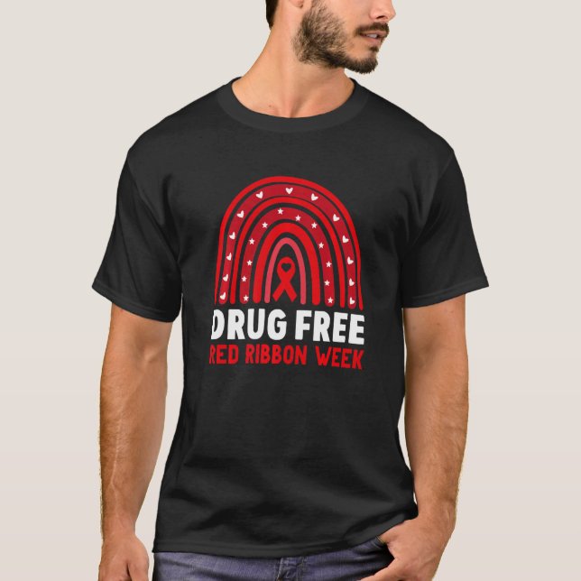 T-shirt Sans Drogue Semaine Rouge Du Ruban Sensibilisation (Devant)