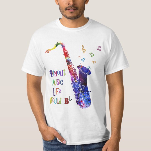 T-shirt Sans Musique, la vie sera plate | Chemises Sax T (Devant)