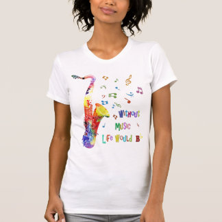 T-shirt Sans vie de musique saxophone plat de B |