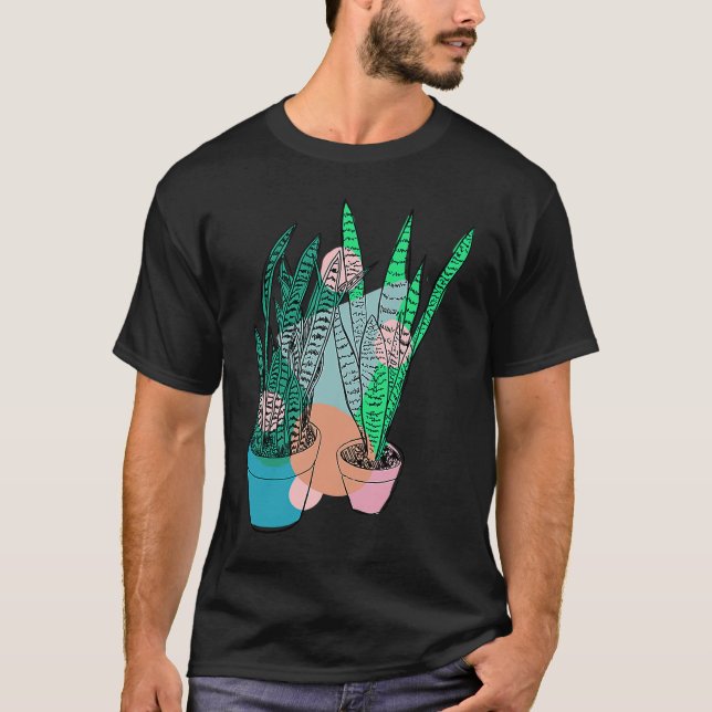 T-shirt Sansevieria coloré plante serpent (Devant)