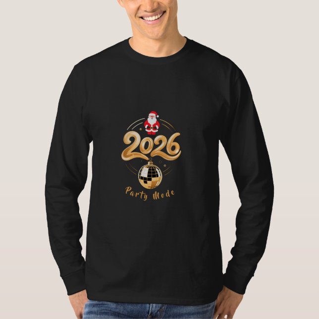 T-shirt Santa 2026 Party Mode Gold Disco Christmas (Devant)