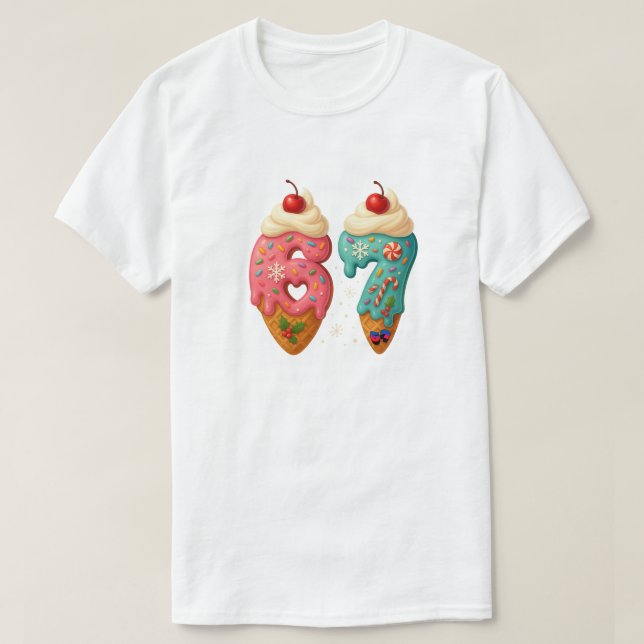 T-shirt Santa 67 SVG PNG Christmas Funny Six Seven Meme Vi (Design devant)