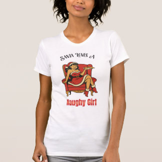 T-shirt Santa aime une fille coquine – Rétro Pin-Up de vac