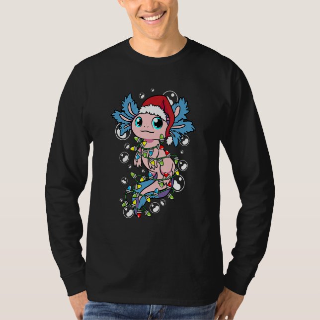 T-shirt Santa Axolotl Christmas Tree Lights Xmas Axolotl (Devant)
