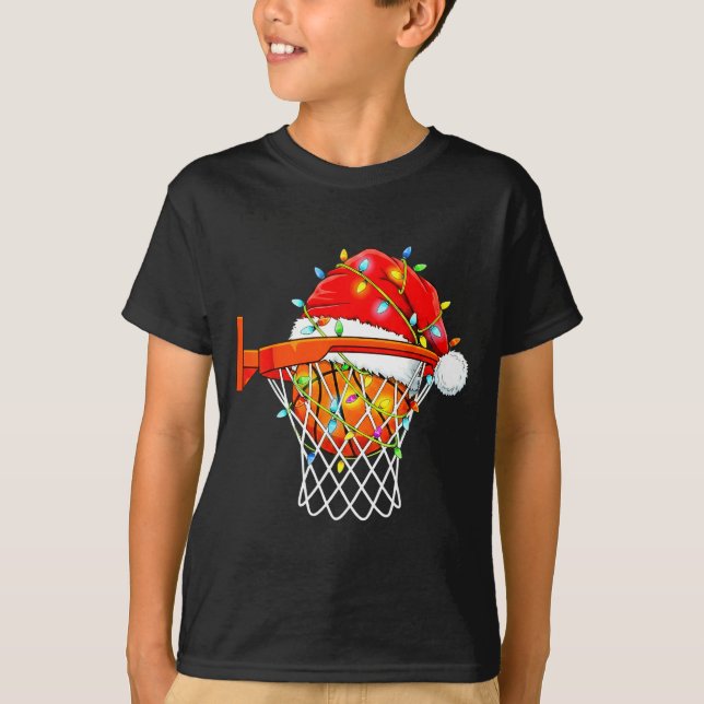 T-shirt Santa Basketball Dunk Christmas Srts For Boys Girl (Devant)