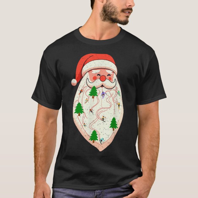 T-shirt Santa Beard Skiing Christmas Ski Xmas Holiday Skii (Devant)