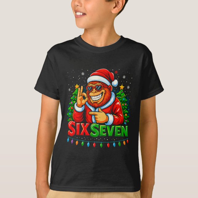 T-shirt Santa Bigfoot Christmas Sasquatch 67 Funny Meme Si (Devant)