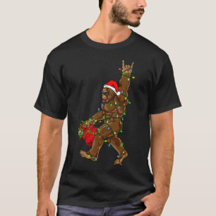 T-shirt Santa Bigfoot Lumières de Noël Rock Fun Sasquatch