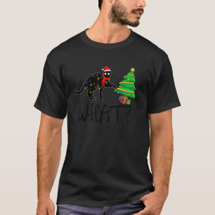 T-shirt Santa Black Cat et Lumière de Noël Qu'est-ce que