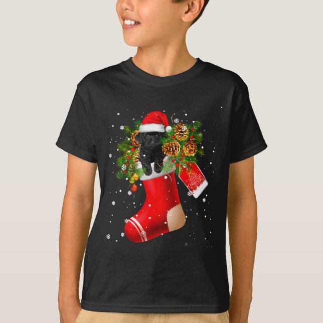 T-shirt Santa Black Toy Odle In Christmas Sock Pajama  (Devant)