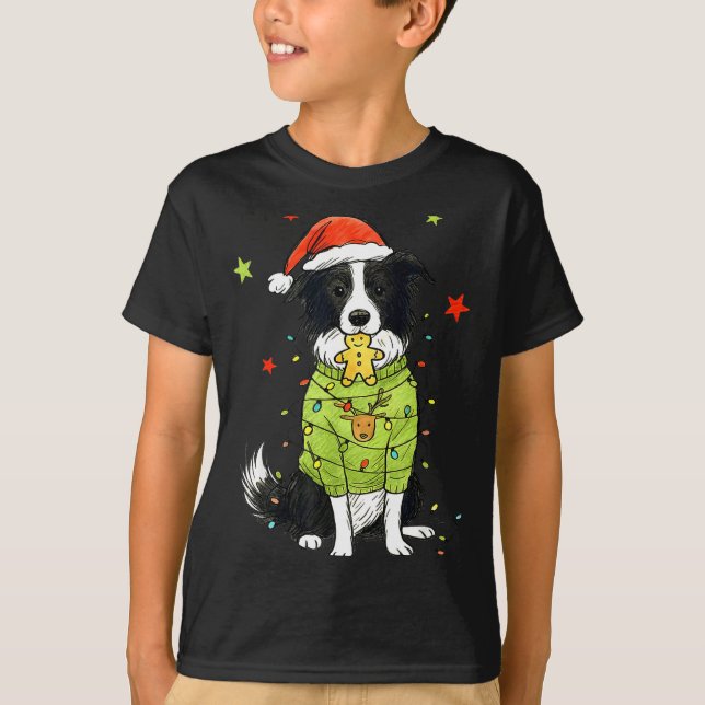 T-shirt Santa Border Collie Christmas Border Collie Dog Mo (Devant)