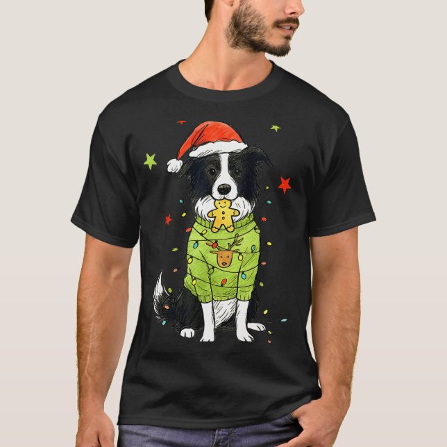 T-shirt Santa Border Collie Christmas Border Collie Dog Mo (Devant)