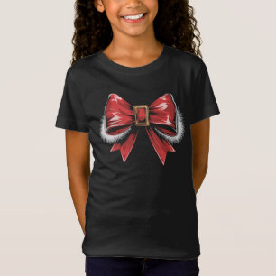 T-Shirt Santa Bow Noël Santa Coquette Noël Fêtes de fin d'