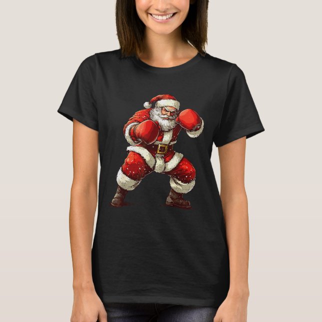 T-shirt Santa Boxing Xmas Mma Muay Thai Lover Boxer Christ (Devant)