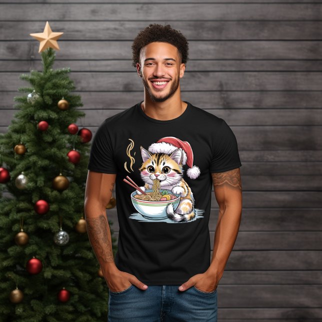 T-shirt Santa Cat Eating Ramen Cute Christmas Kitty (Créateur téléchargé)