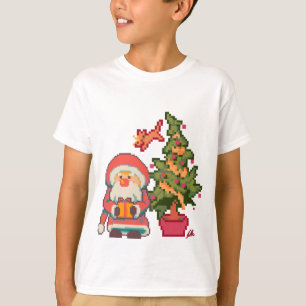 T-shirt Santa, Christmas tree, cat Pixelart, Pixel Art